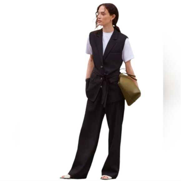 Everlane The Draper Wide Leg Pants Buttersmooth Black size 2R - Picture 11 of 12